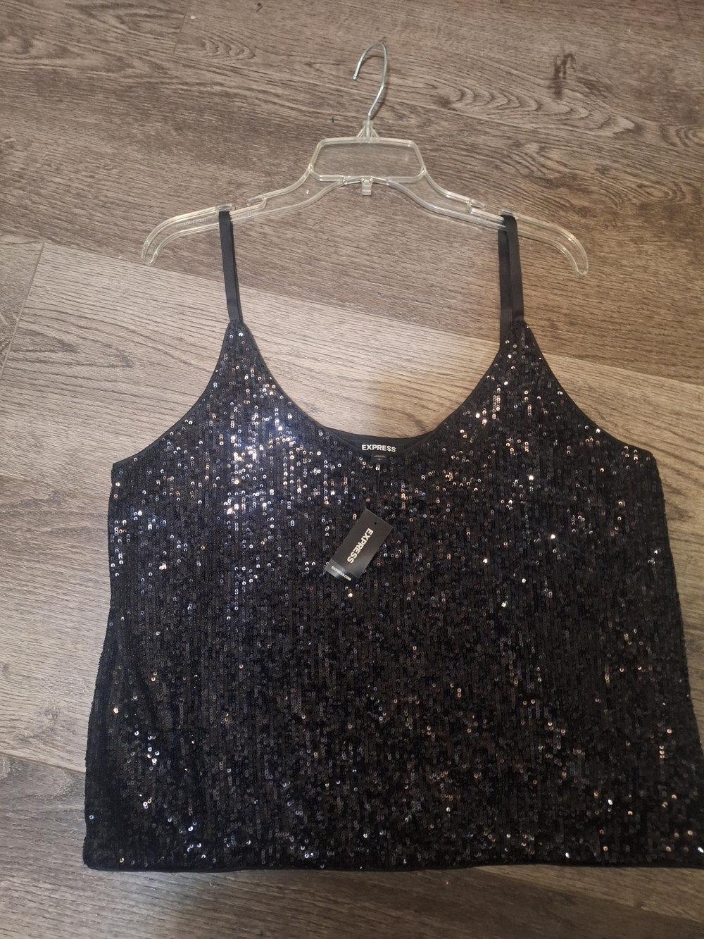 Express Black Sequin Cami Top